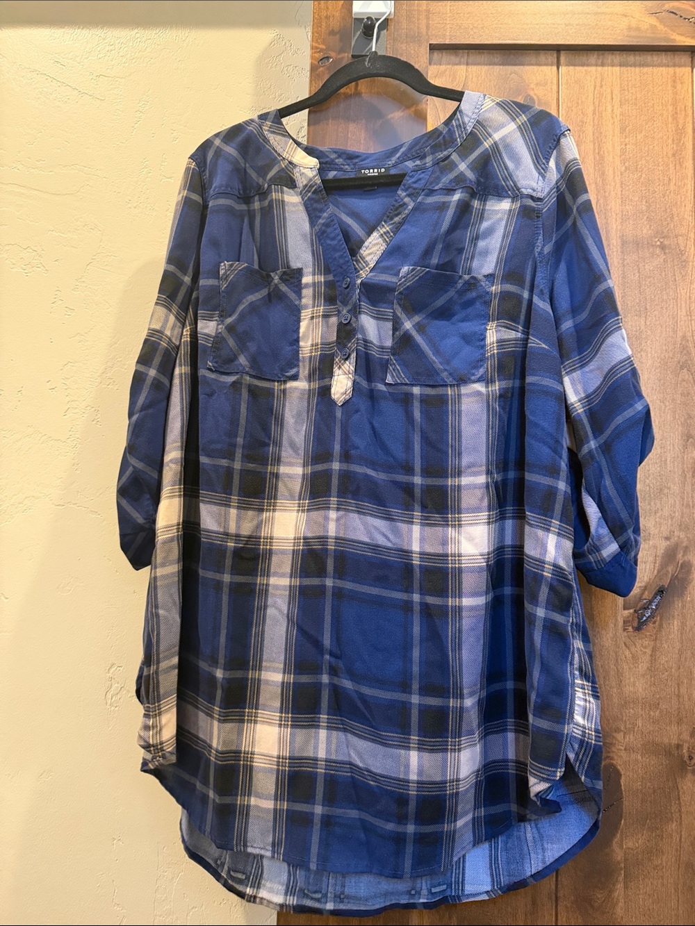 torrid Navy and White Plaid Harper Top
